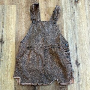 Free People Brown Animal Print Pinafore Dress